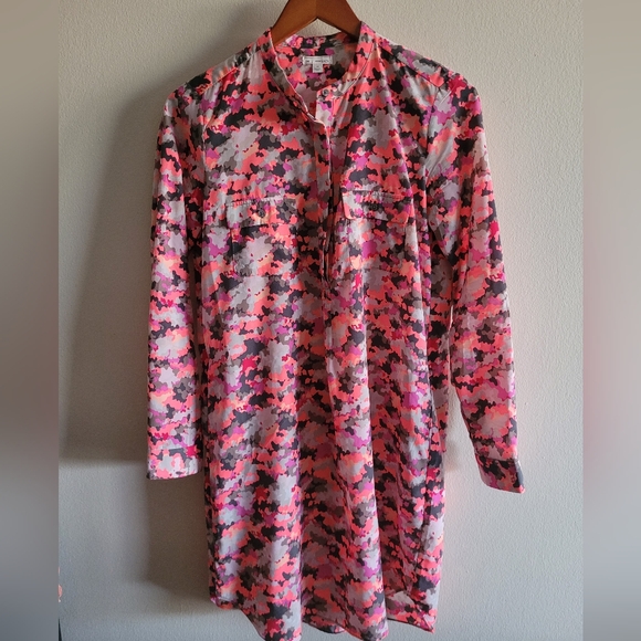 Gap Neon Camo button up shirt dress Women's XS bright multi colored - Picture 2 of 7